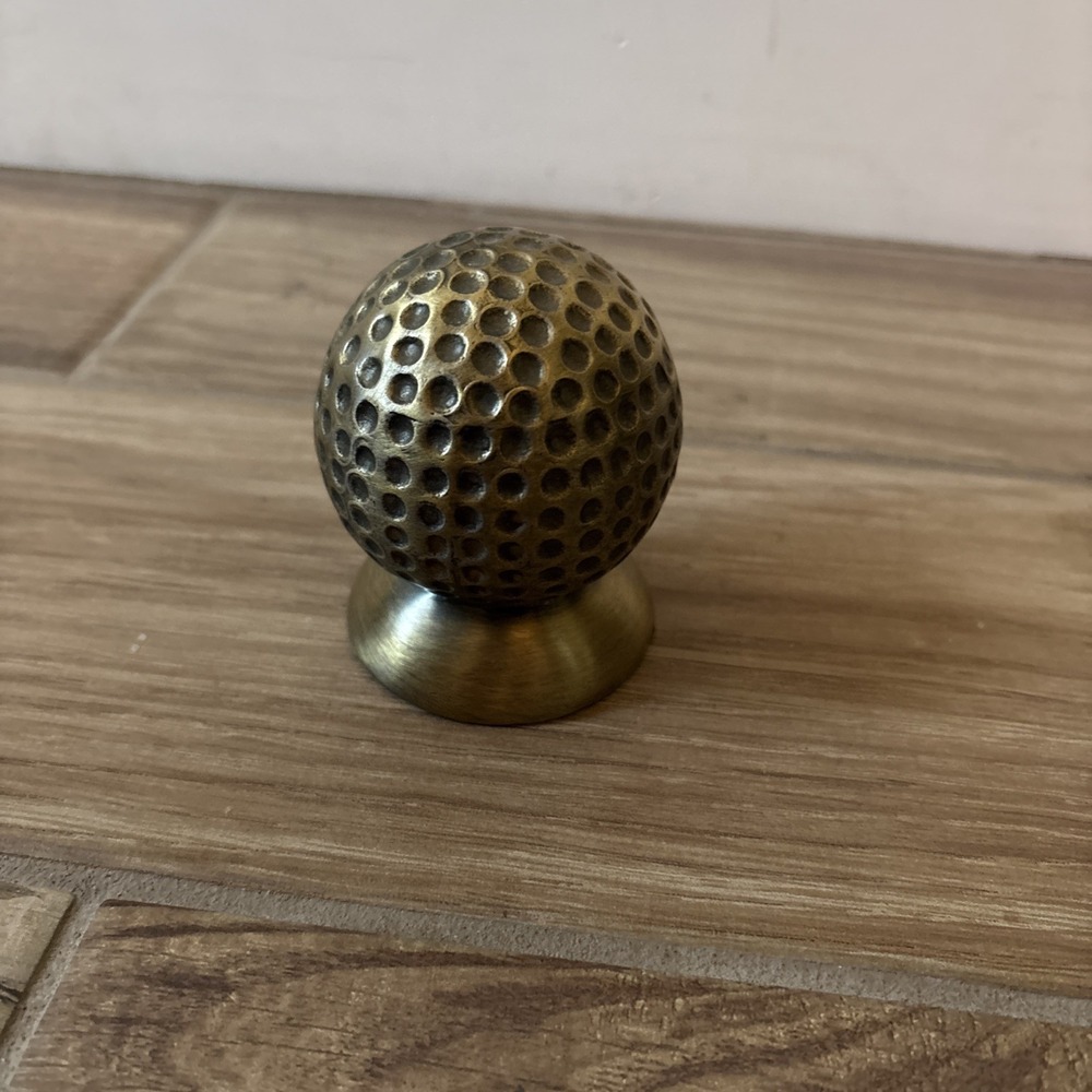 Golf ball huge vintage paperweight trophy antique brass metal 3" tall